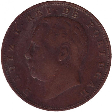 Монета 10 рейсов. 1883 год, Португалия.