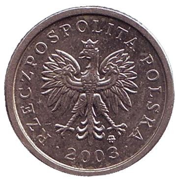 Монета 10 грошей. 2003 год, Польша. Монета 10 грошей. 2003 год, Польша.
