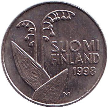 Монета 10 пенни. 1998 год, Финляндия.
