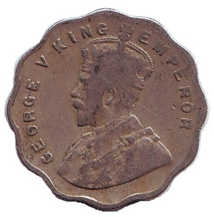 Монета 1 анна. 1930 год, Индия Британская.