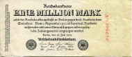 Рейхсбанкнота один миллион марок. 1923 год, Веймарская республика. Рейхсбанкнота один миллион марок. 1923 год, Веймарская республика.