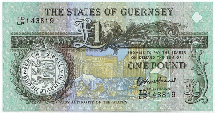 Банкнота 1 фунт. 2013 год, Гернси. 200-летие первого коммерческого предприятия Томаса де ла Ру. Банкнота 1 фунт. 2013 год, Гернси. 200-летие первого коммерческого предприятия Томаса де ла Ру.