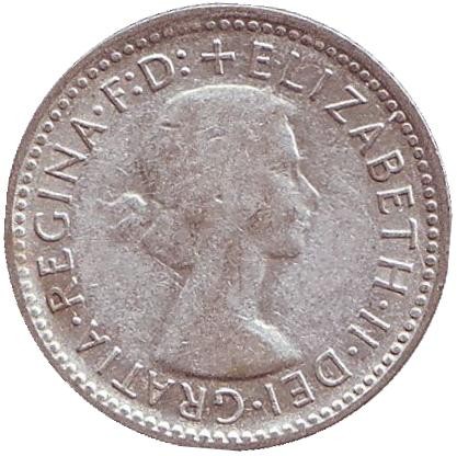 Монета 6 пенсов. 1958 год, Австралия.