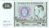 Банкнота 10 крон. 1975 год, Швеция. Банкнота 10 крон. 1975 год, Швеция.