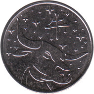 Монета 1 рубль. 2020 год, Приднестровье. Год быка. Монета 1 рубль. 2020 год, Приднестровье. Год быка.