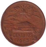 Монета 20 сентаво. 1963 год, Мексика. Пирамида Солнца.