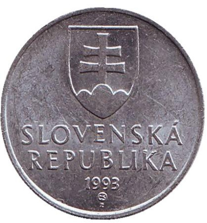 Монета 20 геллеров. 1993 год, Словакия. Пик Кривань Высоких Татр.