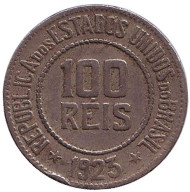 Монета 100 рейсов. 1923 год, Бразилия. Монета 100 рейсов. 1923 год, Бразилия.
