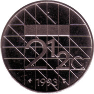 Монета 2,5 гульдена. 1993 год, Нидерланды. BU. Монета 2,5 гульдена. 1993 год, Нидерланды. BU.