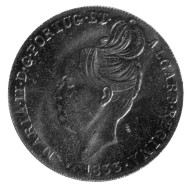 Монета 5 евро. 2013 год, Португалия. Песа 1833 года королевы Марии II. Монета 5 евро. 2013 год, Португалия. Песа 1833 года королевы Марии II.