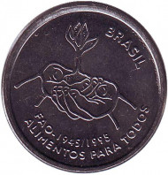 Монета 10 сентаво. 1995 год, Бразилия. FAO. ФАО. 50 лет продовольственной программе ООН. Монета 10 сентаво. 1995 год, Бразилия. FAO. ФАО. 50 лет продовольственной программе ООН.