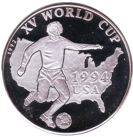 Монета 500 афгани. 1992 год, Афганистан. Чемпионат мира по футболу 1994 года.