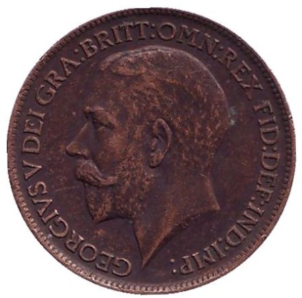Монета 1 фартинг. 1913 год, Великобритания. Монета 1 фартинг. 1913 год, Великобритания.