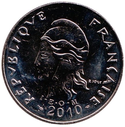 Монета 20 франков. 2010 год, Новая Каледония. Быки. Монета 20 франков. 2010 год, Новая Каледония. Быки.