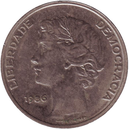 Монета 25 эскудо. 1986 год, Португалия.