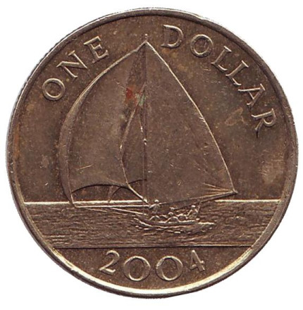 Монета 1 доллар. 2004 год, Бермудские острова. Парусник.