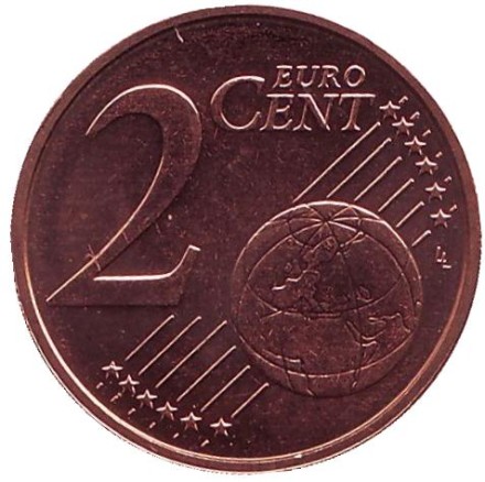 Монета 2 цента. 2010 год, Люксембург. Монета 2 цента. 2010 год, Люксембург.