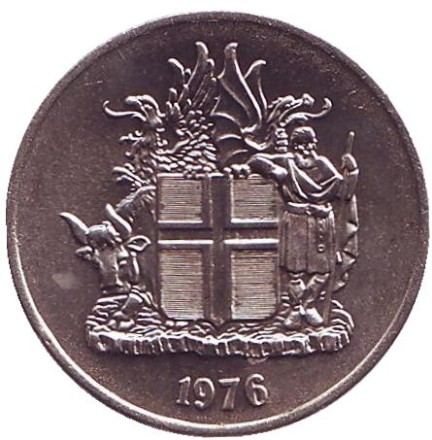 Монета 5 крон. 1976 год, Исландия. Монета 5 крон. 1976 год, Исландия.