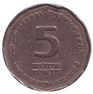 Монета 5 новых шекелей. 1999 год, Израиль.