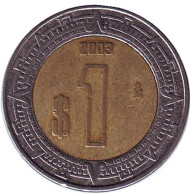 Монета 1 песо. 2003 год, Мексика. Монета 1 песо. 2003 год, Мексика.