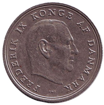 Монета 1 крона. 1967 год, Дания.