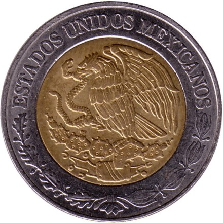 Монета 1 песо. 2018 год, Мексика.