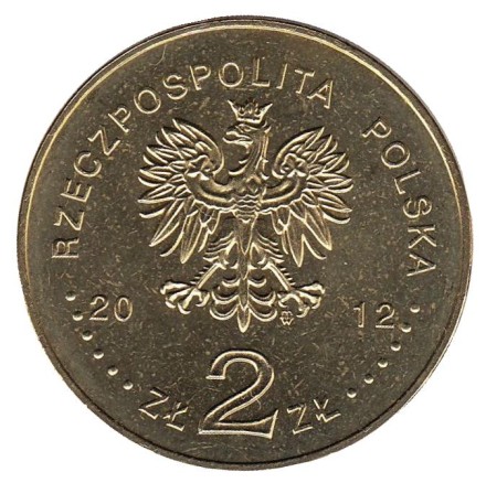 Монета 2 злотых, 2012 год, Польша. 120 лет со дня рождения математика Стефана Банаха.
