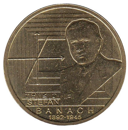 Монета 2 злотых, 2012 год, Польша. 120 лет со дня рождения математика Стефана Банаха.