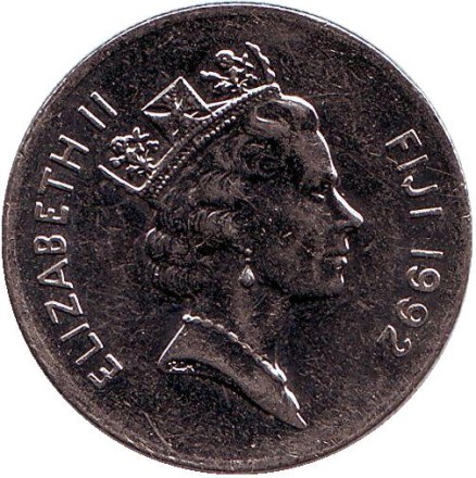 Монета 10 центов. 1992 год, Фиджи. Метательная дубинка - ула тава тава. Монета 10 центов. 1992 год, Фиджи. Метательная дубинка - ула тава тава.