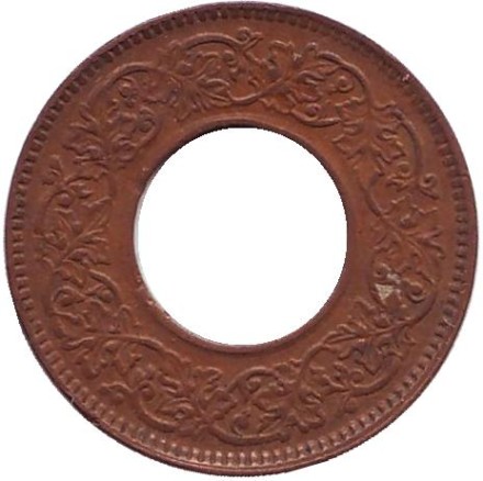 Монета 1 пайс. 1943 год, Индия Британская. (Корона с острыми углами).