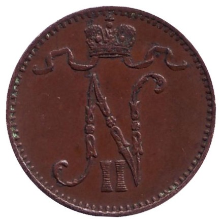 Монета 1 пенни. 1903 год, Финляндия в составе Российской Империи. (большая 3) Монета 1 пенни. 1903 год, Финляндия в составе Российской Империи. (большая 3)