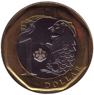 Монета 1 доллар, 2013 год, Сингапур. Из обращения. Мерлион.