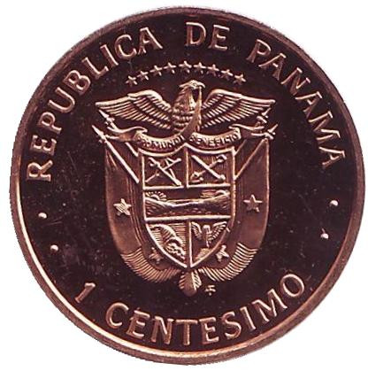 Монета 1 сентесимо. 1975 год, Панама. Уррака. Вождь гуайми.