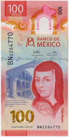Банкнота 100 песо. 2021 год, Мексика. W134 21.05.2021(1).