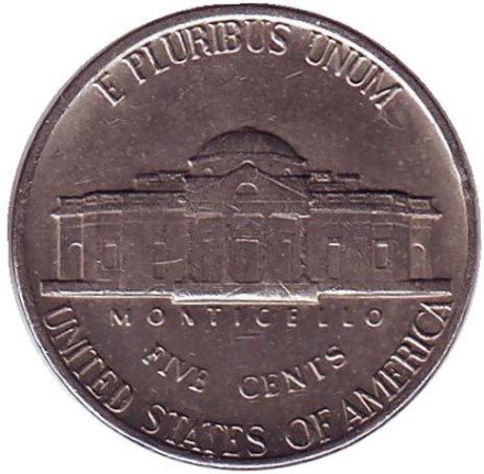 Монета 5 центов. 1980 год (P), США. Джефферсон. Монтичелло.
