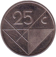 Монета 25 центов, 1989 год, Аруба. Монета 25 центов, 1989 год, Аруба.
