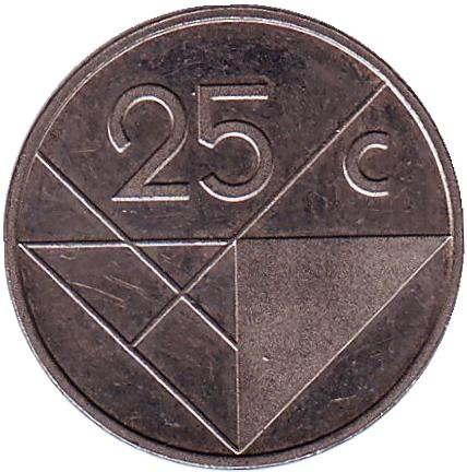 Монета 25 центов, 1989 год, Аруба.