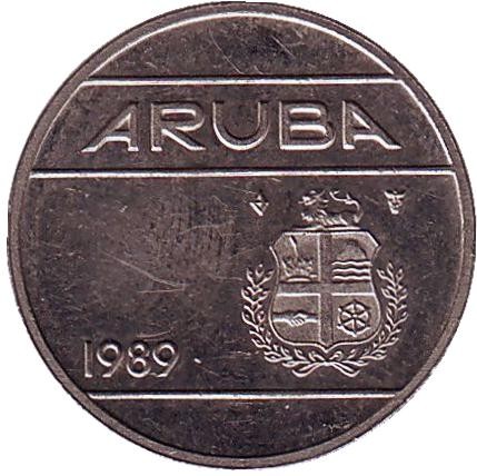 Монета 25 центов, 1989 год, Аруба.