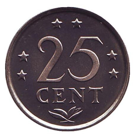 Монета 25 центов. 1983 год, Нидерландские Антильские острова. UNC.