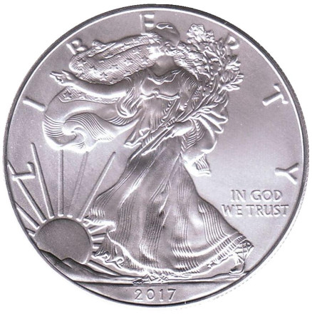 Монета 1 доллар, 2017 год, США. Шагающая свобода.