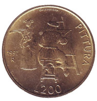 Монета 200 лир. 1997 год, Сан-Марино. Художник. Монета 200 лир. 1997 год, Сан-Марино. Художник.