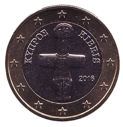 Монета 1 евро. 2016 год, Кипр.