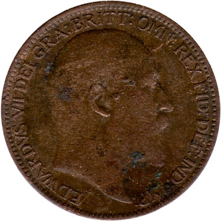 Монета 1 фартинг. 1908 год, Великобритания. Монета 1 фартинг. 1908 год, Великобритания.