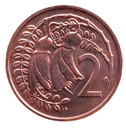 Монета 2 цента. 1980 год, Новая Зеландия. UNC. Цветки куаваи.