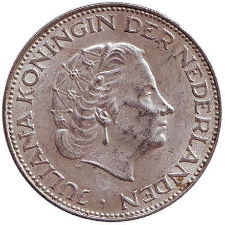 Монета 2,5 гульдена. 1960 год, Нидерланды.