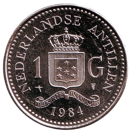 Монета 1 гульден. 1984 год, Нидерландские Антильские острова. UNC.