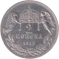 Монета 2 кроны. 1912 год, Австро-Венгерская империя. Венгерский тип. Монета 2 кроны. 1912 год, Австро-Венгерская империя. Венгерский тип.
