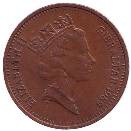 Монета 2 пенса. 1989 год, Гибралтар. Маяк. (AB). Монета 2 пенса. 1989 год, Гибралтар. Маяк. (AB).