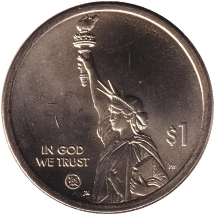 Монета 1 доллар. 2024 год (P), США. Дефибриллятор постоянного тока. Серия "Американские инновации".