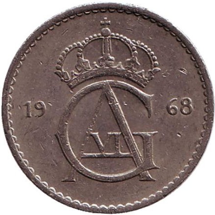 Монета 50 эре. 1968 год, Швеция.